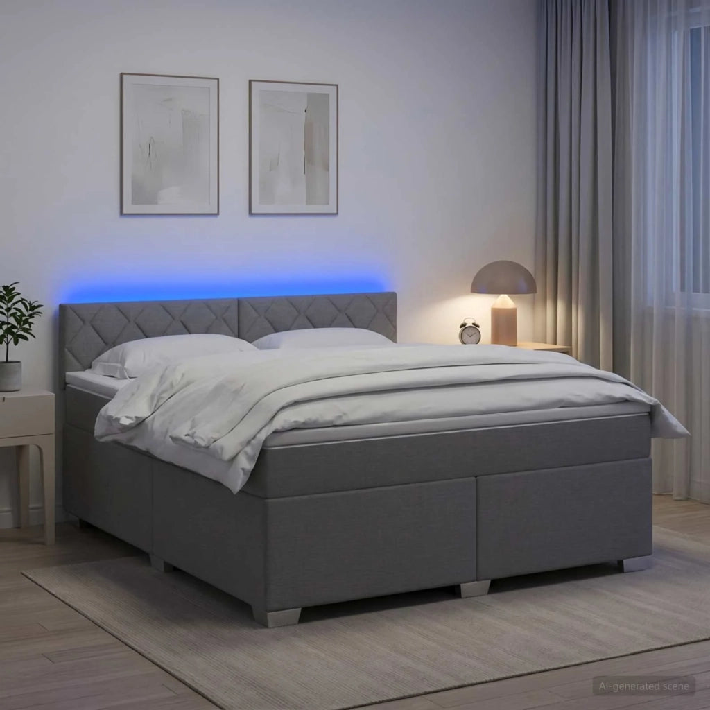 Letto con Box Spring, Materasso e LED Grigio Chiaro Tessuto 3451966