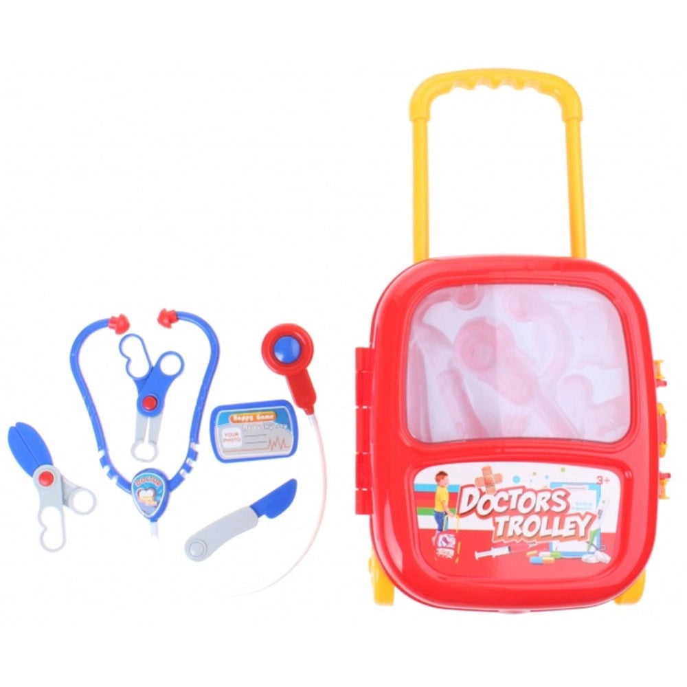 Trade Shop - Valigetta Trolley Dottoressa Giocattolo Bambini Accessori Forbici Stetoscopio -