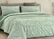 Completo Lenzuola Letto 100% Cotone Made In Italy Disegno Canva - Singolo - Verde