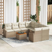 Set Divano da Giardino 9 pcs Beige e Crema polyrattan