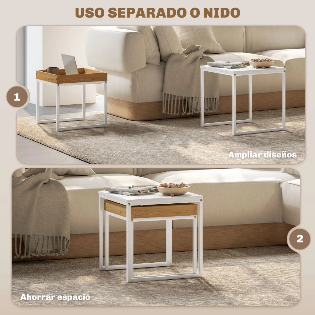 Tavolino da caff¨¨ nido 2 pezzi ¨C Minimal ¨C bianco e rovere