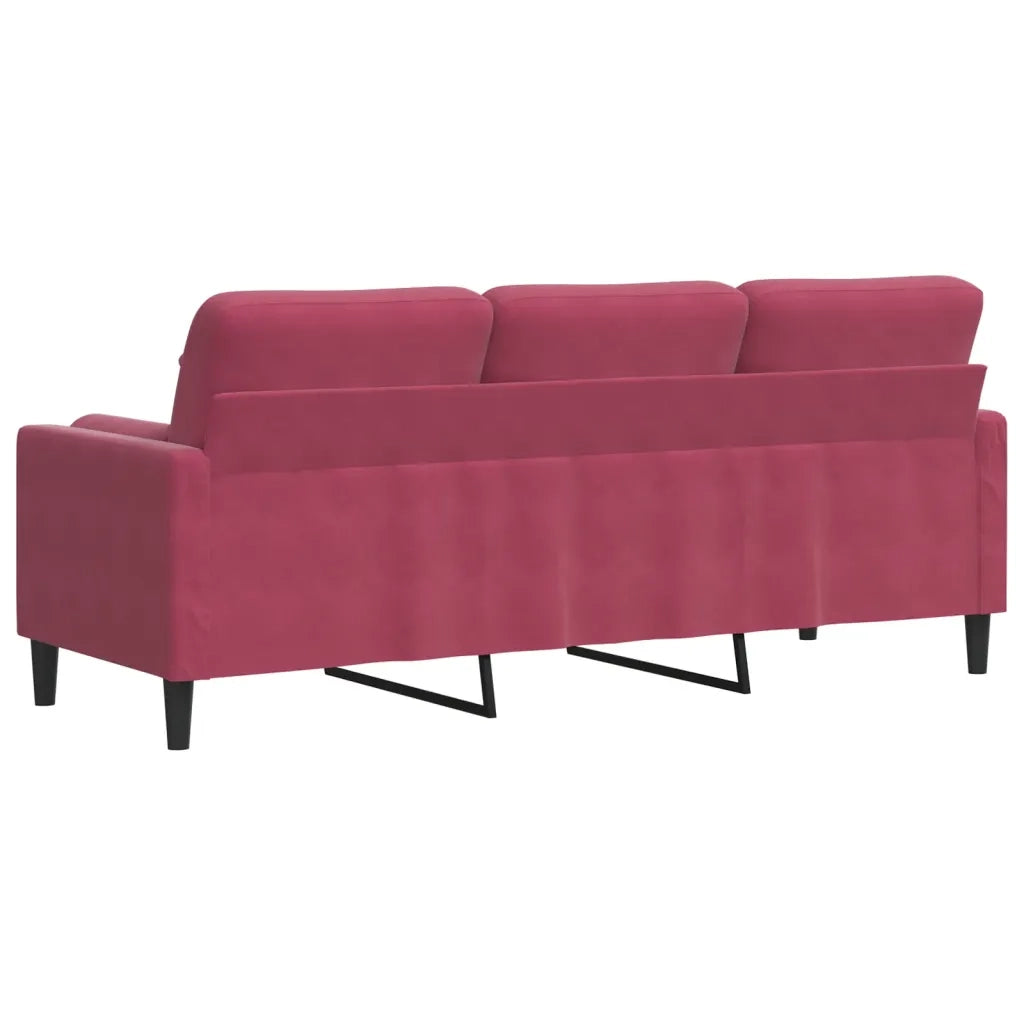 Divano a 3 Posti con Cuscini-Sofa 3 Posti con Cuscini Rosso Vino 180 cm in Velluto 713929