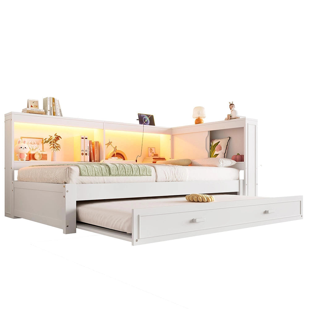Divano letto 90x200cm?- Xylo - gigogne LED USB bianco