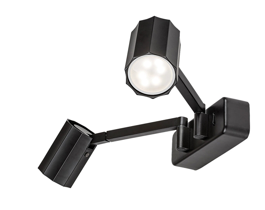 Applique Rabalux Karter nera doppia orientabile 2xGU10
