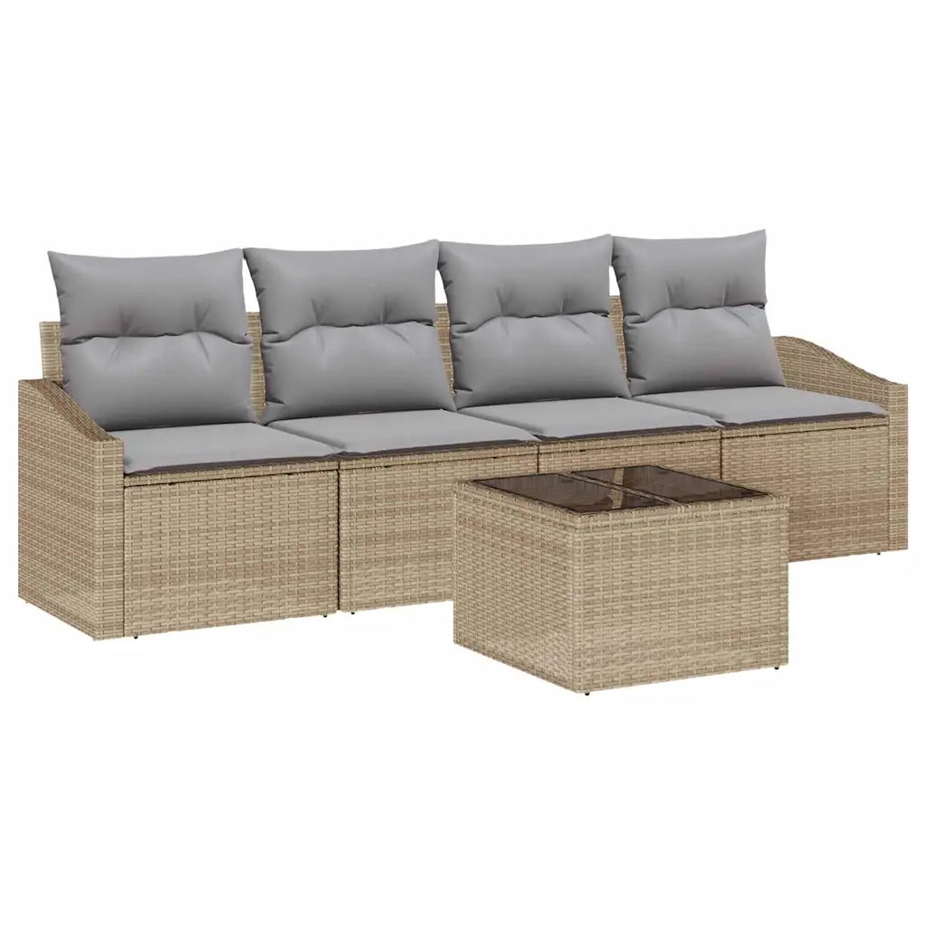 Set di divani 5 pcs Beige e Grigio Chiaro polyrattan