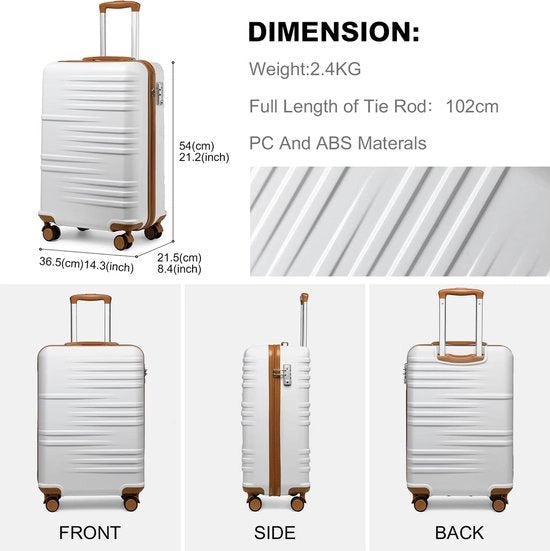 Borsa da Viaggio in ABS+PC Leggera con 4 Ruote, 54cm-34L