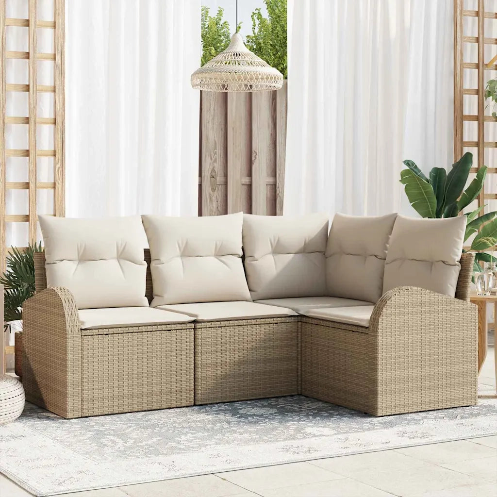 Set Divano da Giardino 4 pcs Beige polyrattan