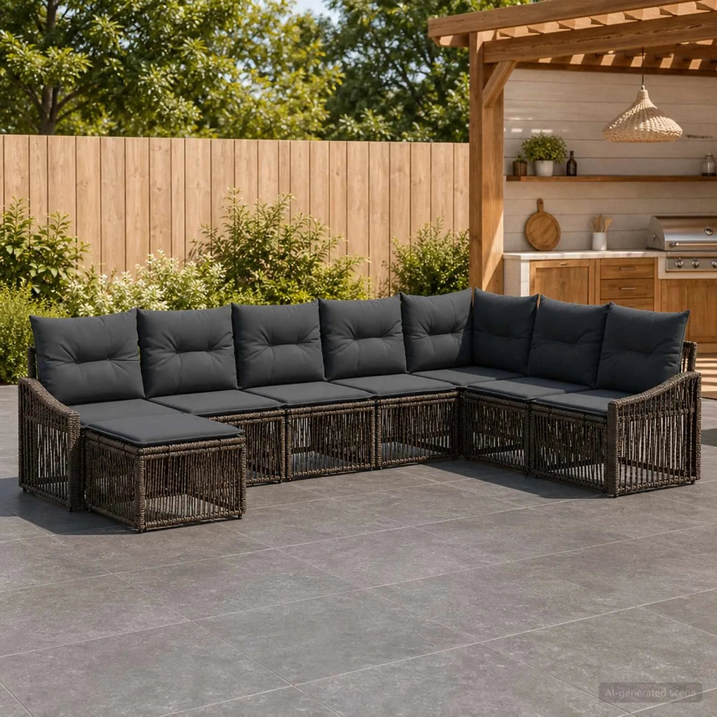 Set Divano da Giardino 8 pz Grigio polyrattan 3436097