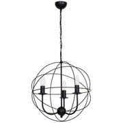 Sospensione Luminex Globe nera catena metallo Ø40 3xE14