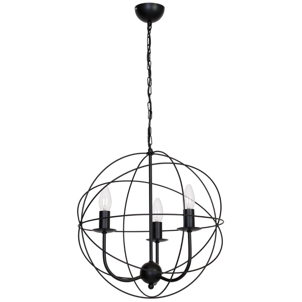 Sospensione Luminex Globe nera catena metallo Ø40 3xE14