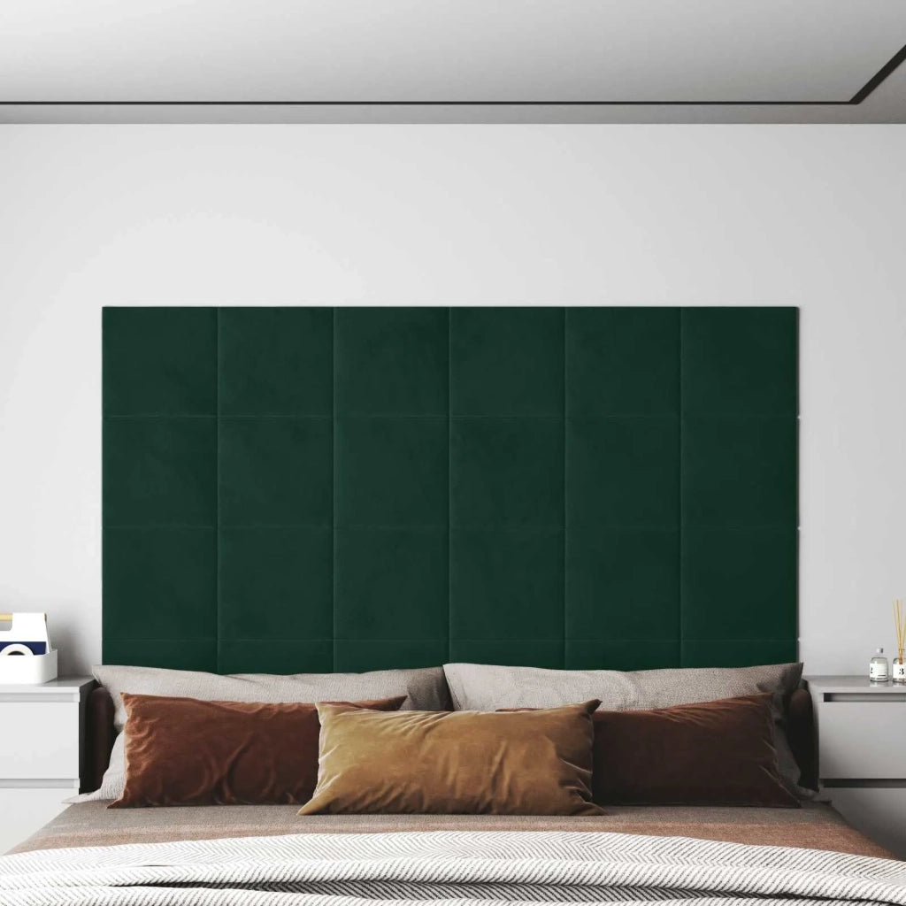 Testiera | Testata da Parete 12 pcs Verde Scuro Velluto