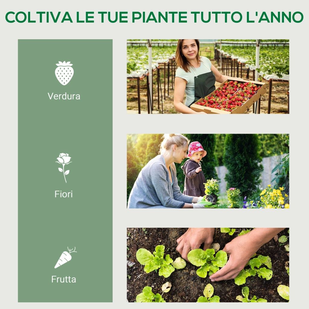 Serra Verticale da Giardino ¨C Xylo ¨C 4 Ripiani Acciaio e PVC Verde 69x50x165cm