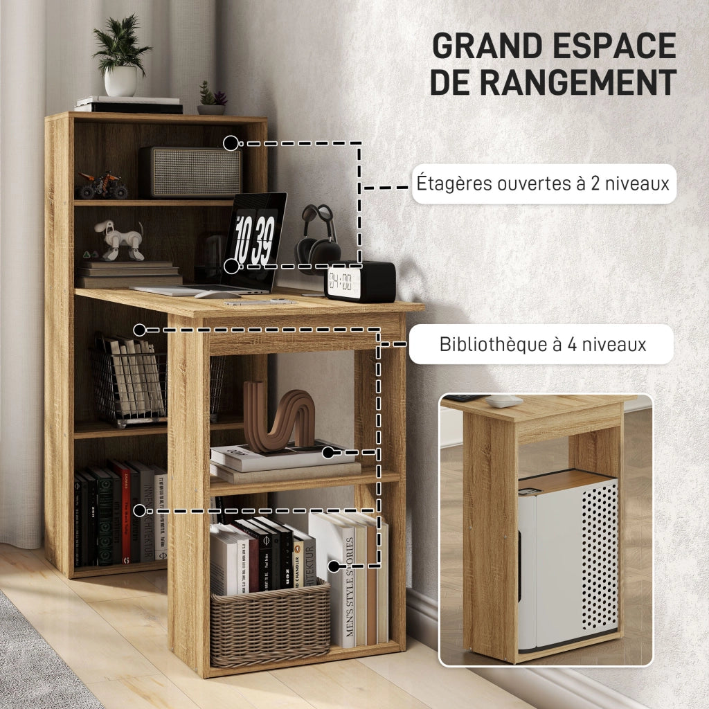 Scrivania angolare con libreria ¨C Minimal ¨C Legno rovere