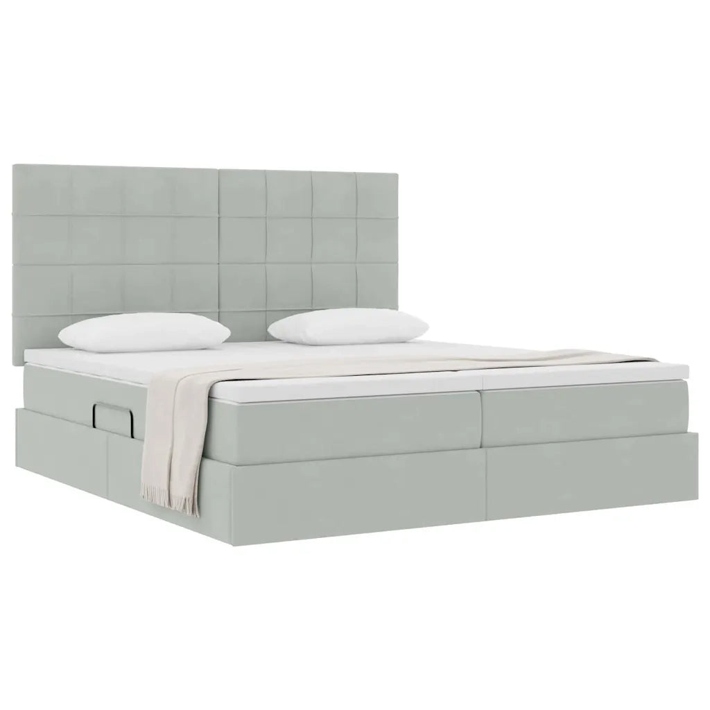 Letto con Contenitore Grigio chiaro 200 x 200 cm Velluto