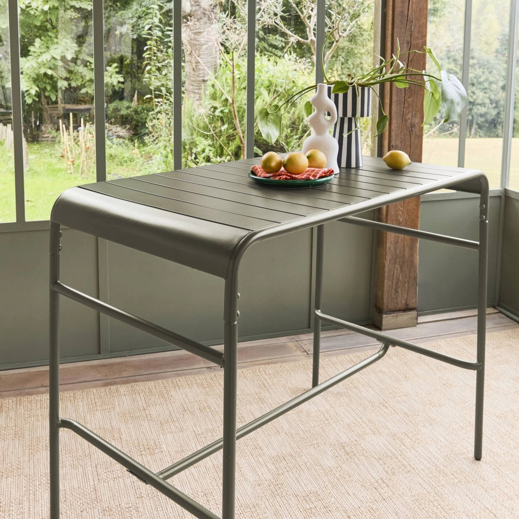 Tavolo alto da giardino in acciaio, 4 posti, 120cm, verde kaki