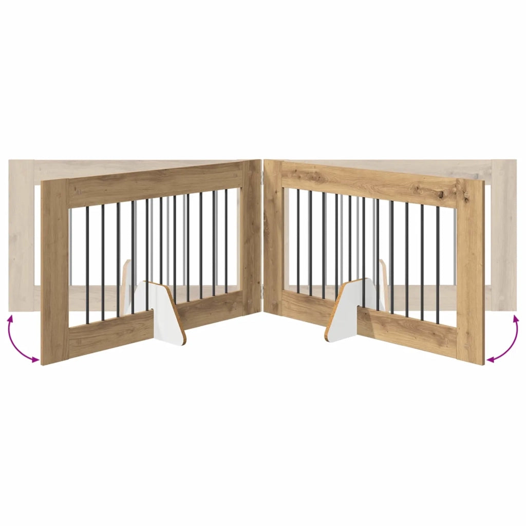 Cancello per cani pieghevole con supporti 2 pz 200,5 cm 892114