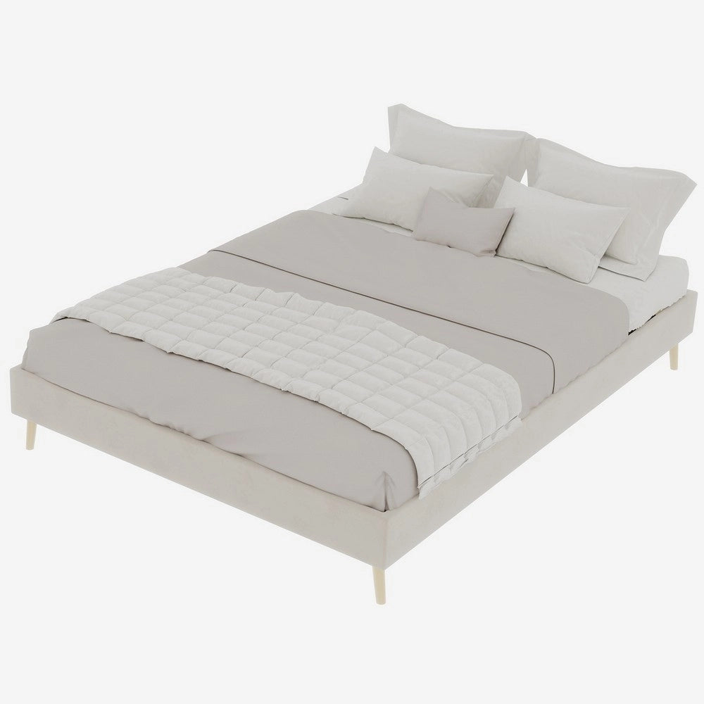 Letto Matrimoniale in Velluto ¨C MINIMAL ¨C Beige 140x200