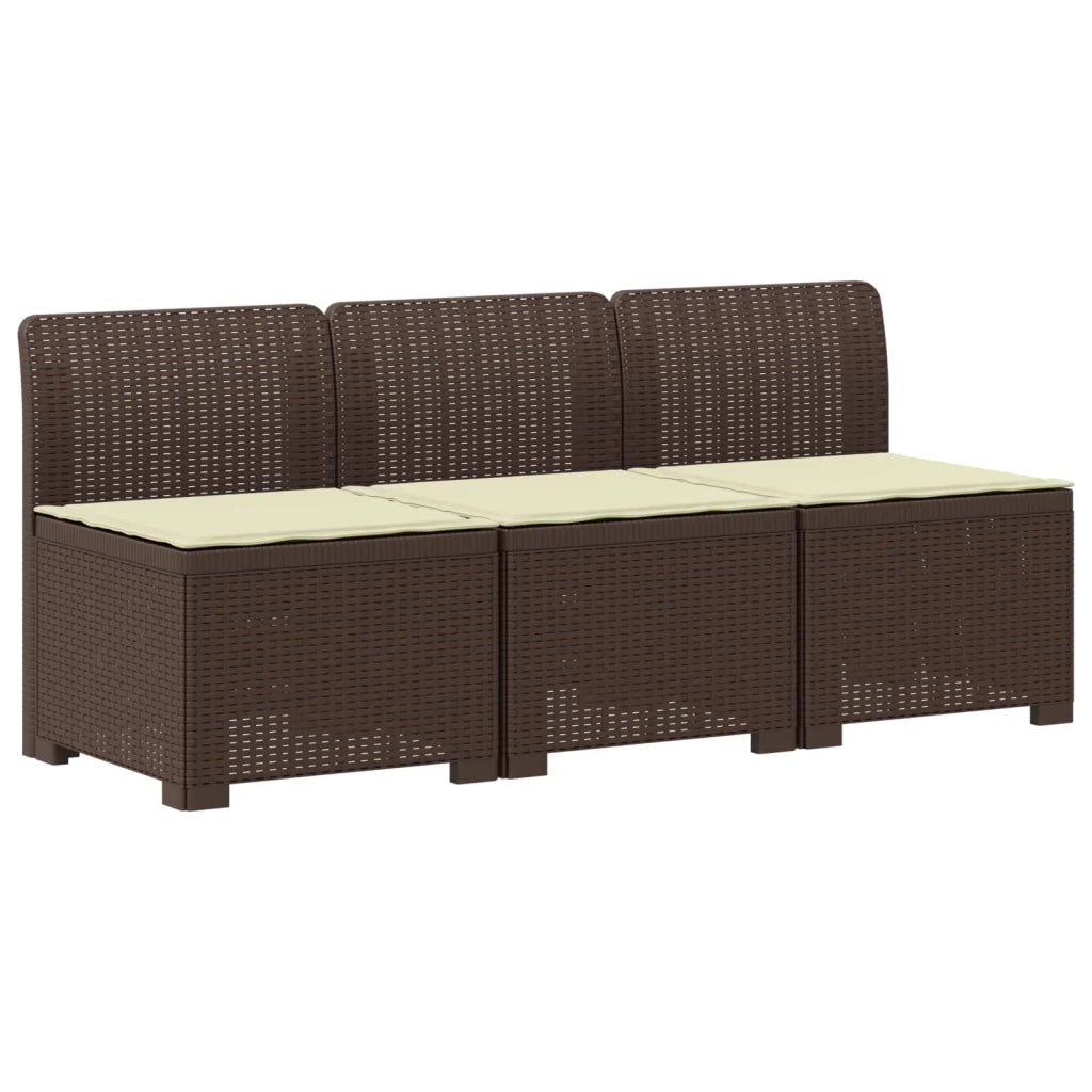 Divano da esterno-Divano da Giardino 3 posti con cuscini in look rattan PP 822223