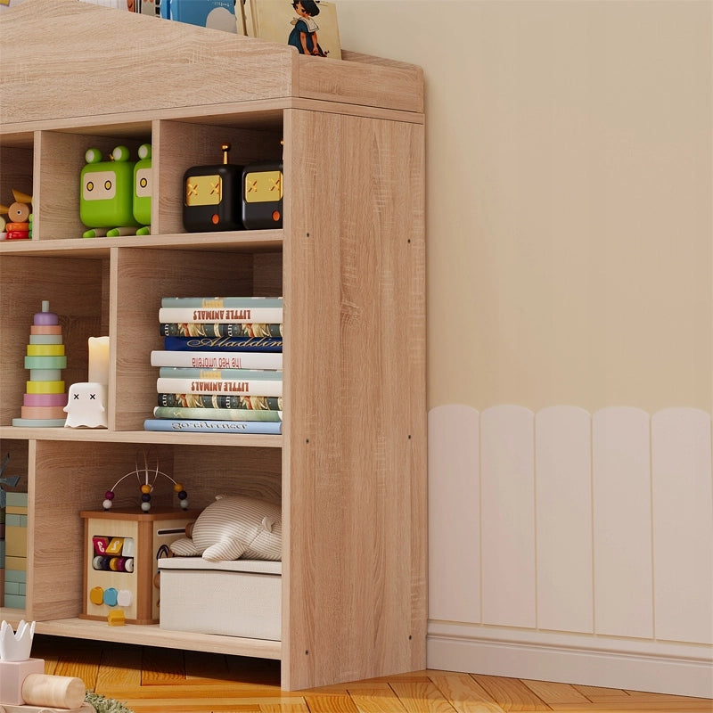 Scaffale marrone per bambini, ideale per giocattoli, libri, accessori e come organizer, con 9 scomparti