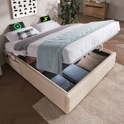 letto imbottito lino beige naturale 140 x 200 cm