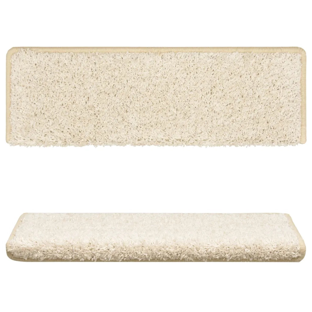 Tappetini per scale 15 pz 65x21x4 cm bianchi con bordo rettangolare 134581