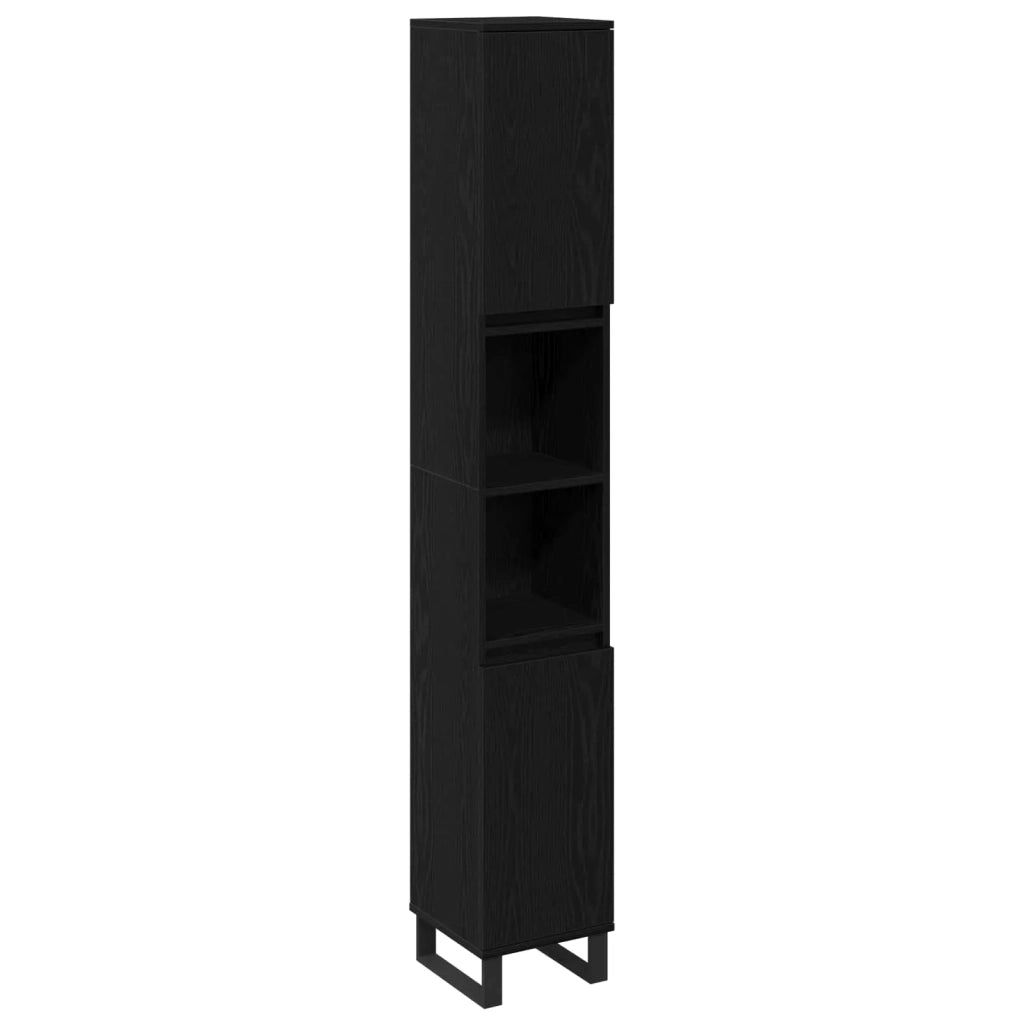 Set di mobili per il bagno Montaggio a parete 3 pcs Rovere Nero 3333100