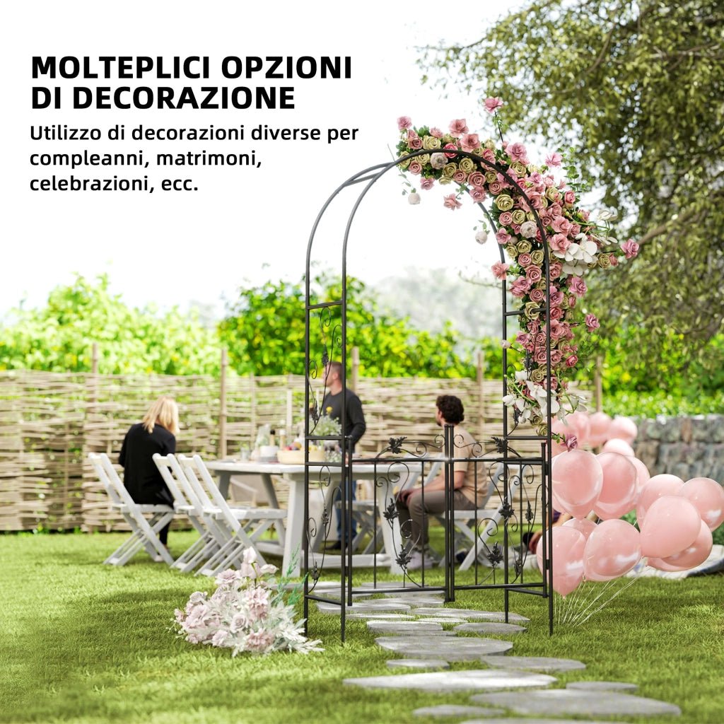 Arco da Giardino con Cancello ¨C Xylo ¨C Metallo Nero 2.2x1m