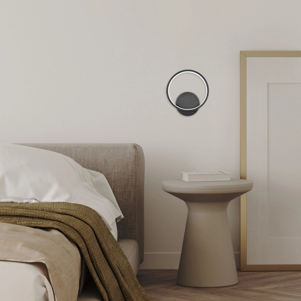 Applique LED moderna 18W 4000K nera ring Polux Roman