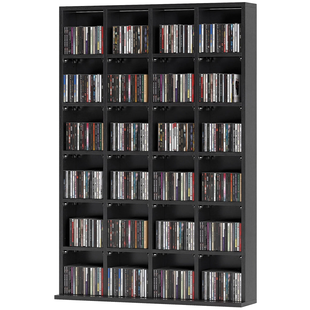 Mobile CD con Ripiani Regolabili ¨C zephmum ¨C Nero 89x20x130.5 cm