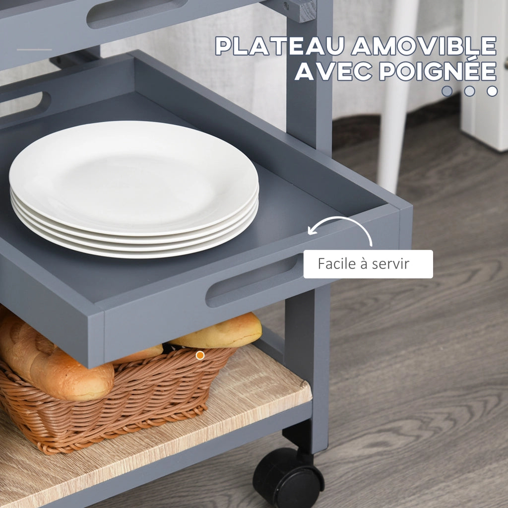 Tavolino da caff¨¨ con ruote e ripiani ¨C Minimal ¨C legno quercia chiaro