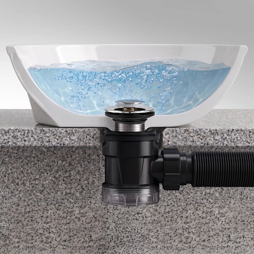 Kit Sifone flessibile salvaspazio lavabo e Piletta Click Clack cromata