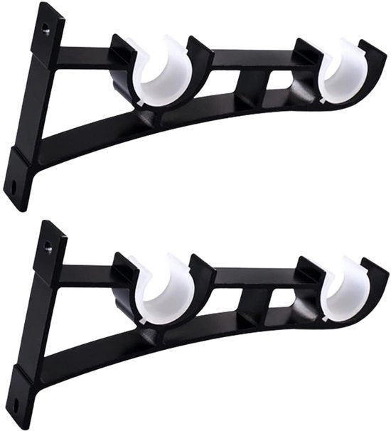 Supporto doppio per tende - nero - set da 2 - lega di alluminio