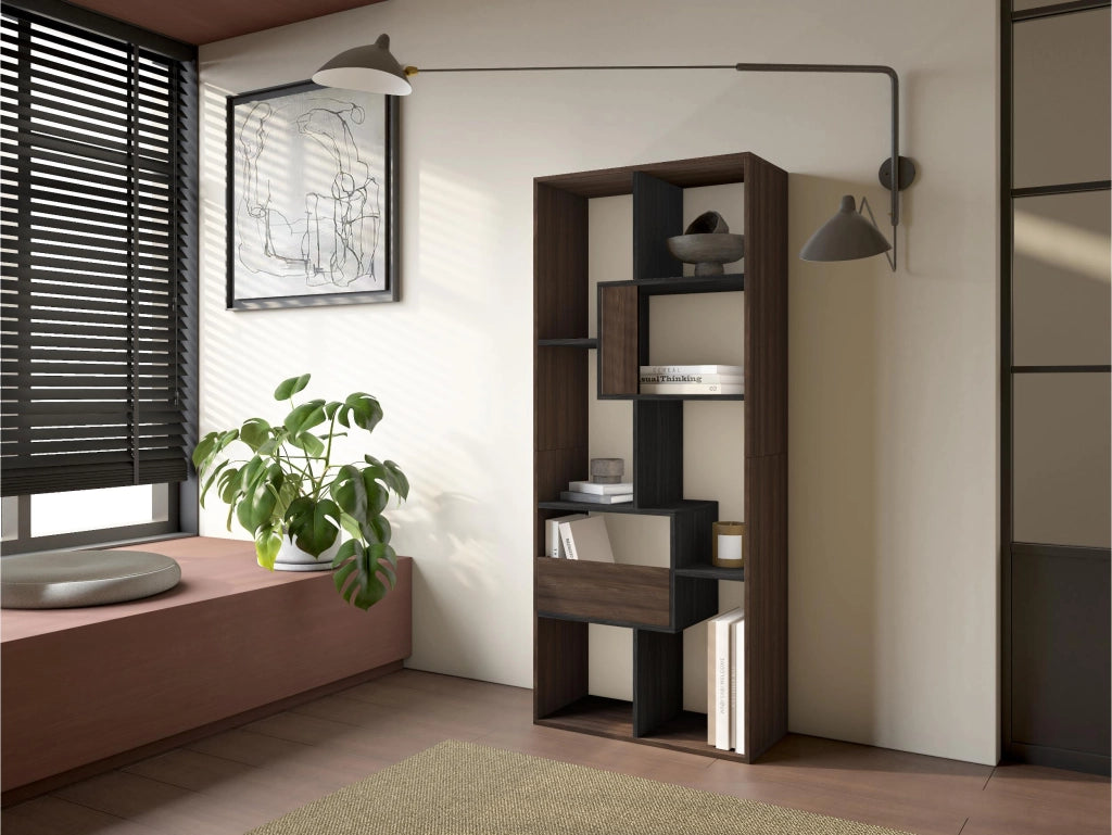 Libreria scaffale, 162x67x31cm, Per libri, Rovere scuro e Nero RF4109