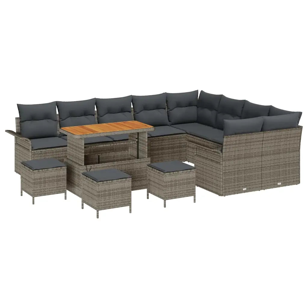 Set Divano da Giardino con cuscino con cuscino 13 pcs Grigio