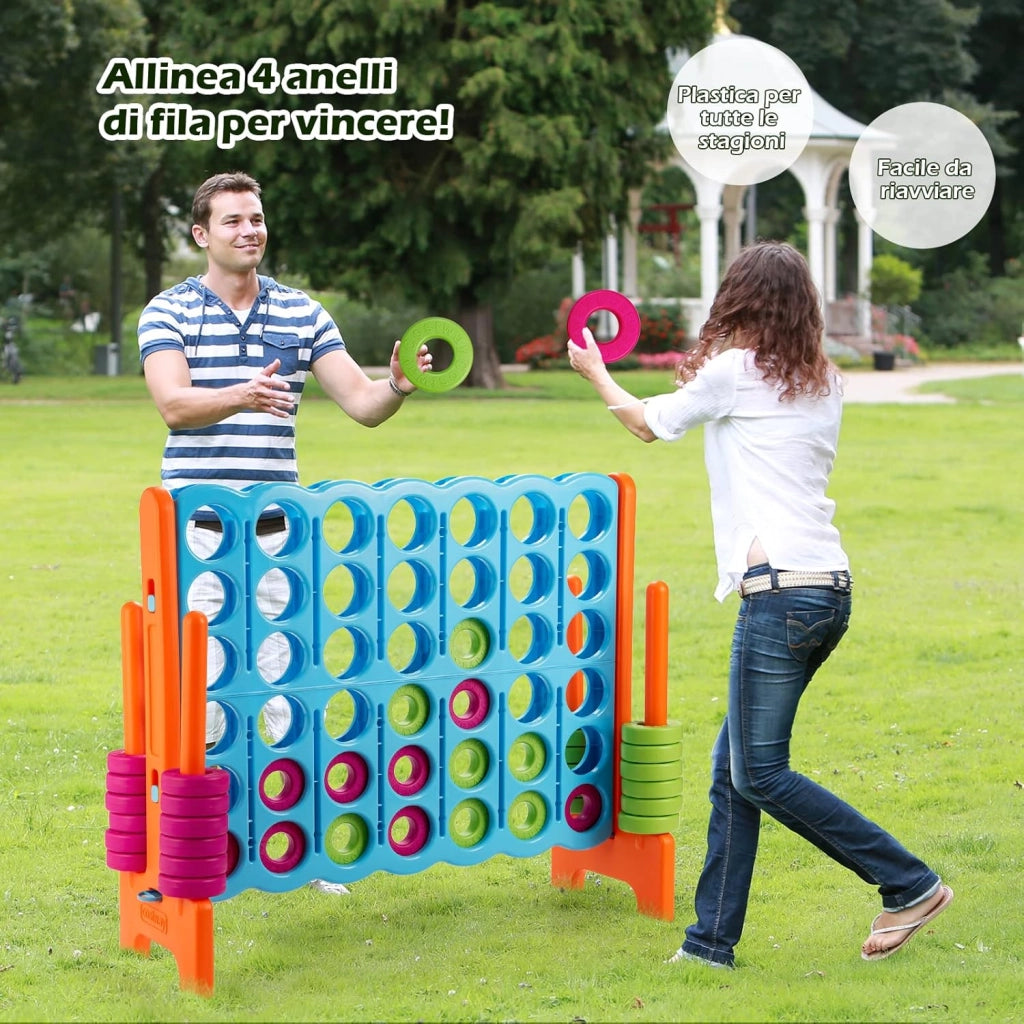 Forza 4 Gigante Mega 4 in Linea Quattro Insieme, Gioco da Tavolo Gioco di Fila per Bambini, 120 x 42 x 104 cm (Azzurro+Arancione)