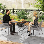 OKWISH Set di 2 Sedie da Giardino con Braccioli, Schienale Ampio e Cuscini Sfoderabili, Rattan Grigio Scuro