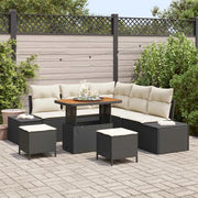 Set Divano da Giardino con cuscino 8 pcs Nero polyrattan 3362785