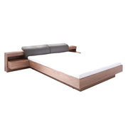 Letto 160x200 RENATO colore noce con doghe e comodini con LED integrati
