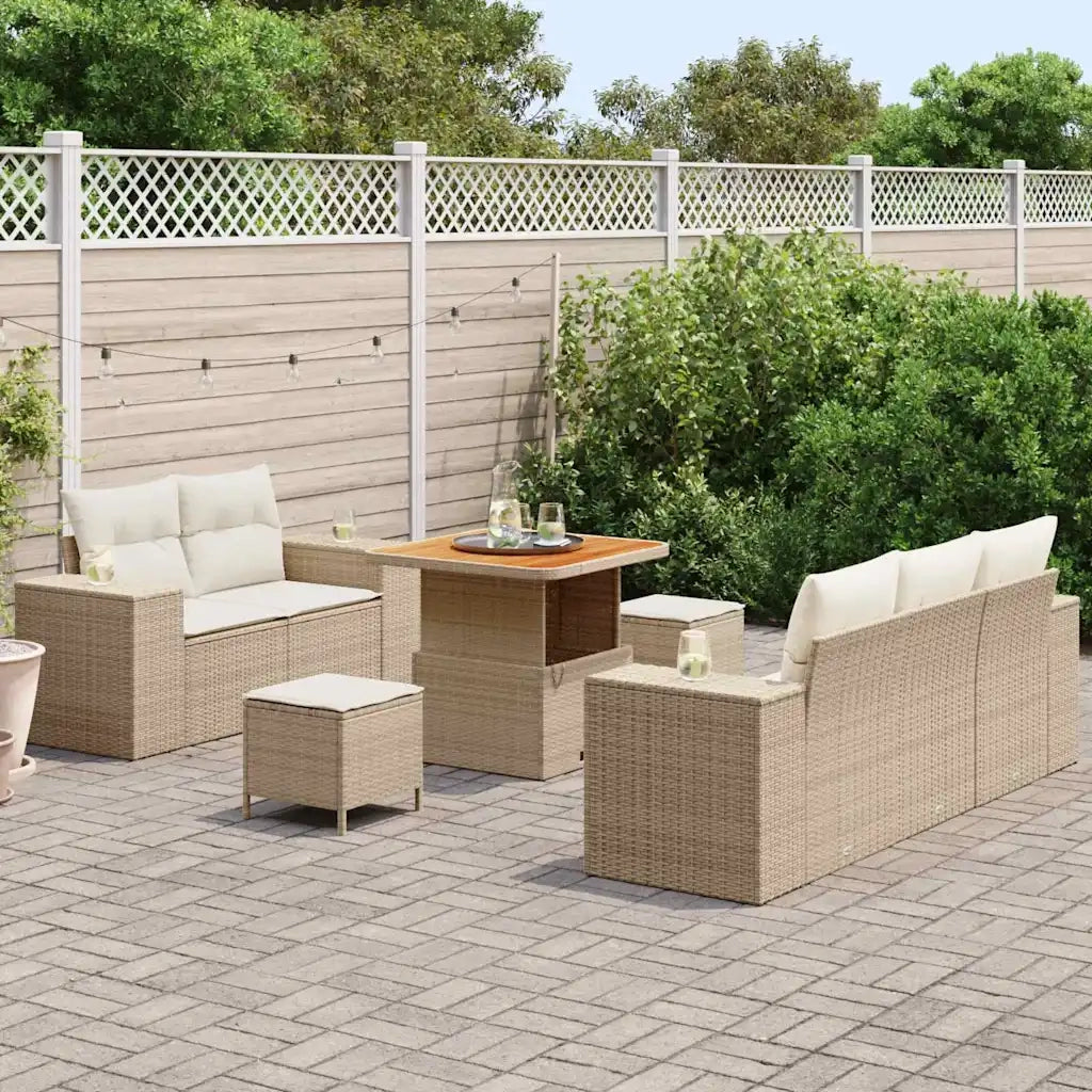 Set Divano da Giardino 8 pcs Beige polyrattan 3361946