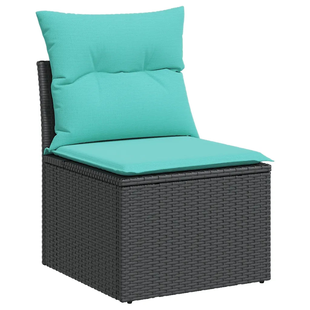 Set Divani da Giardino 8 pz con Cuscini Nero in Polyrattan