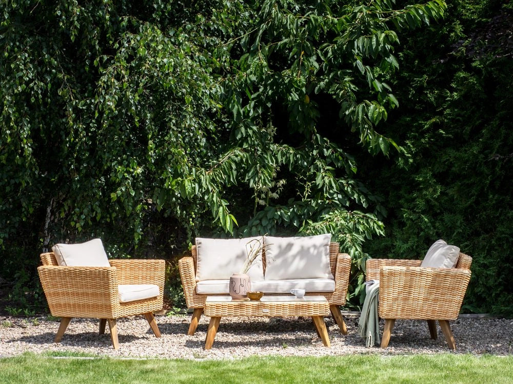 Set di copricuscini per giardino bianco sporco resistente ai raggi UV e con cerniera.
