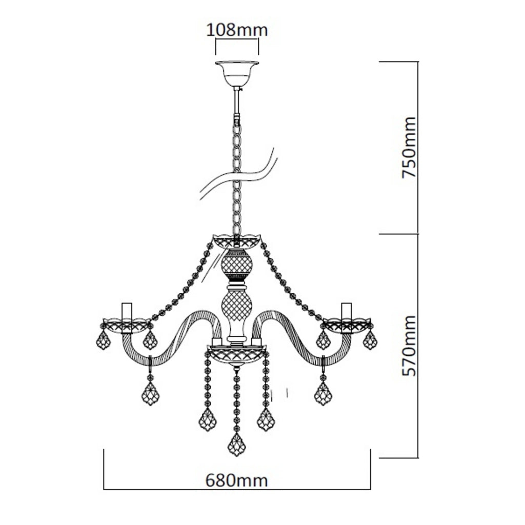 Lampadario Cristallo 8xE14 trasparente cromato LightPrestige