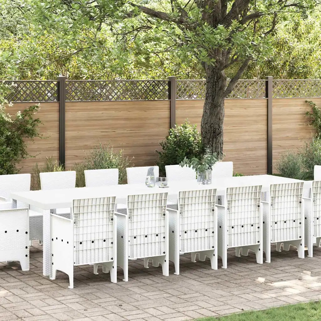 Set da Pranzo per Giardino 15 pcs Bianco Rattan Polt