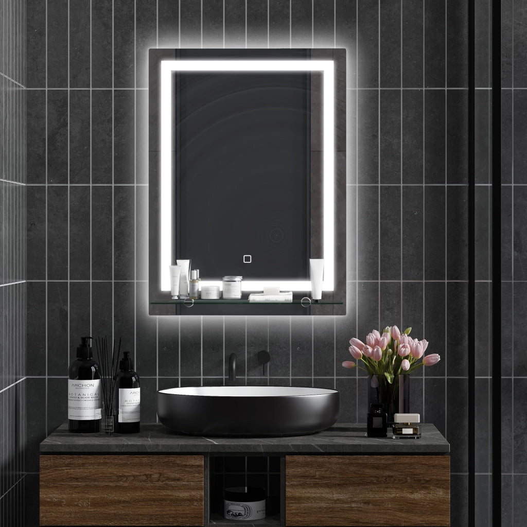 Specchio LED per Bagno con Ripiano Integrato ¨C Zephmum ¨C Bianco 60x30x15