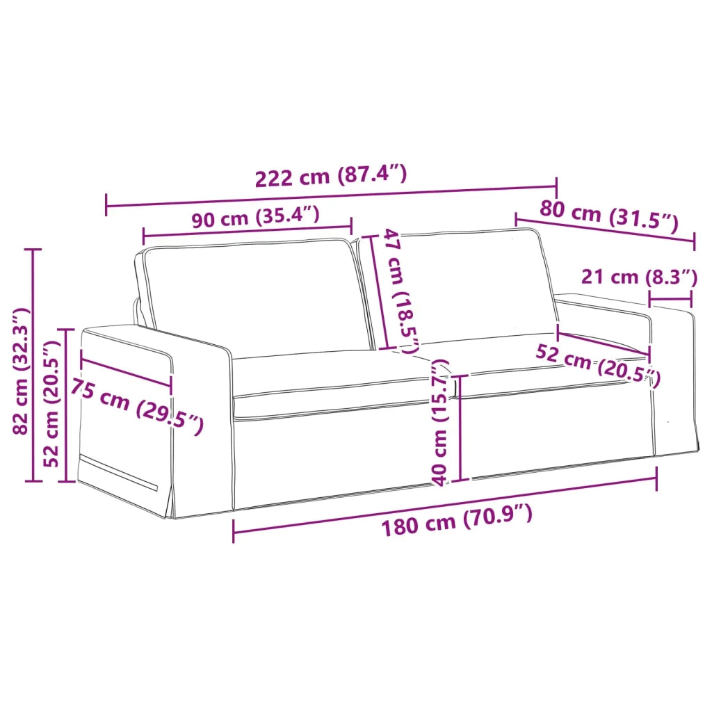 Set di divani 2 pcs Crema 222 x 80 x 82 cm Tessuto 3407593