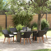 Set da Pranzo per Giardino con cuscino 7 pcs Nero polyrattan