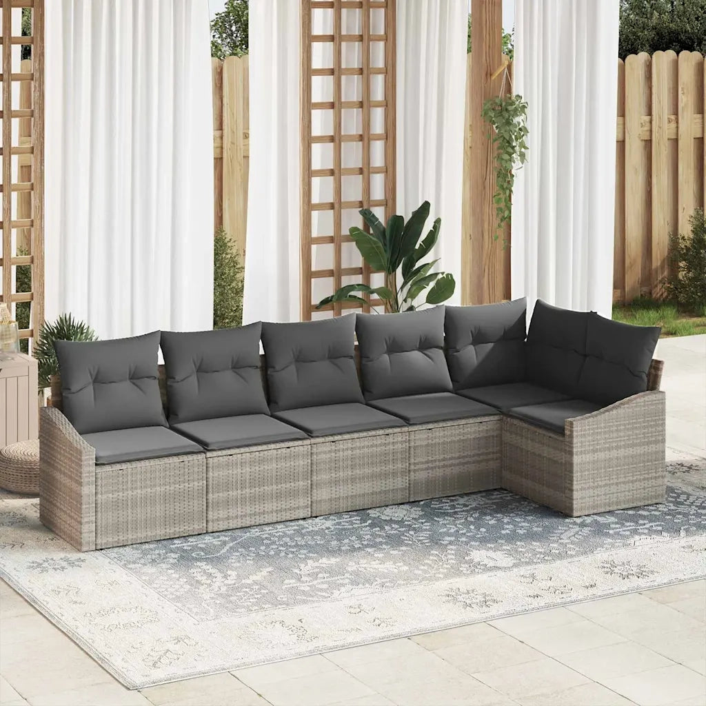 Set di divani con cuscino 6 pcs Grigio chiaro polyrattan 3346742