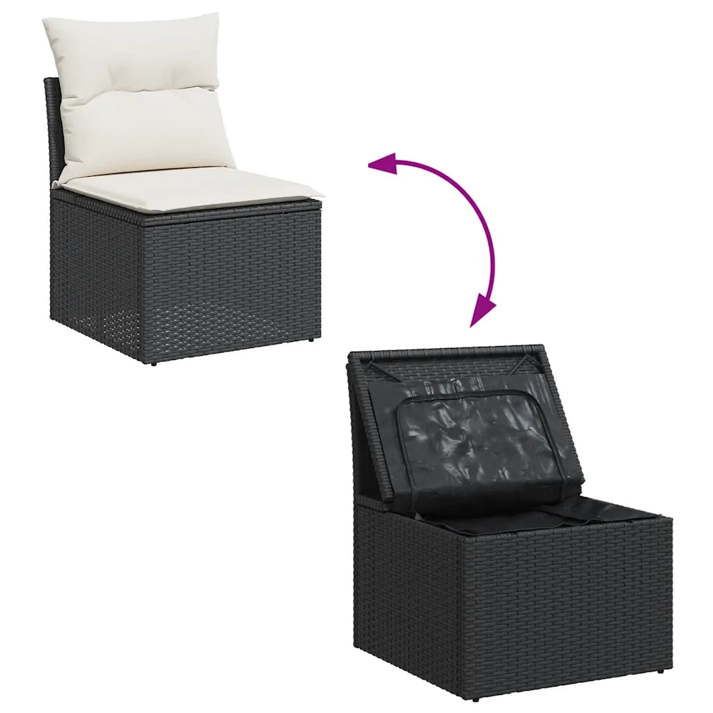 Set Divani da Giardino 9 pz con Cuscini Nero in Polyrattan 3325442