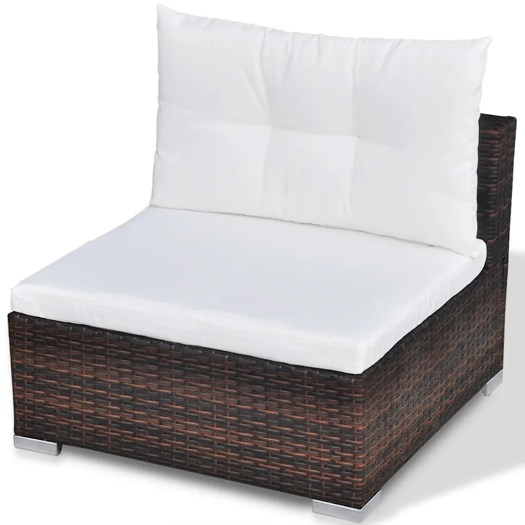 Set Divani da Giardino 10 pz con Cuscini in Polyrattan Marrone 41877