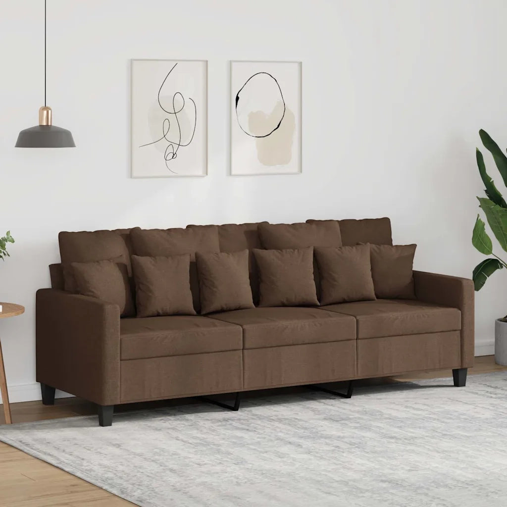 Divano a 3 Posti-Sofa 3 Posti Marrone 180 cm in Tessuto 896690